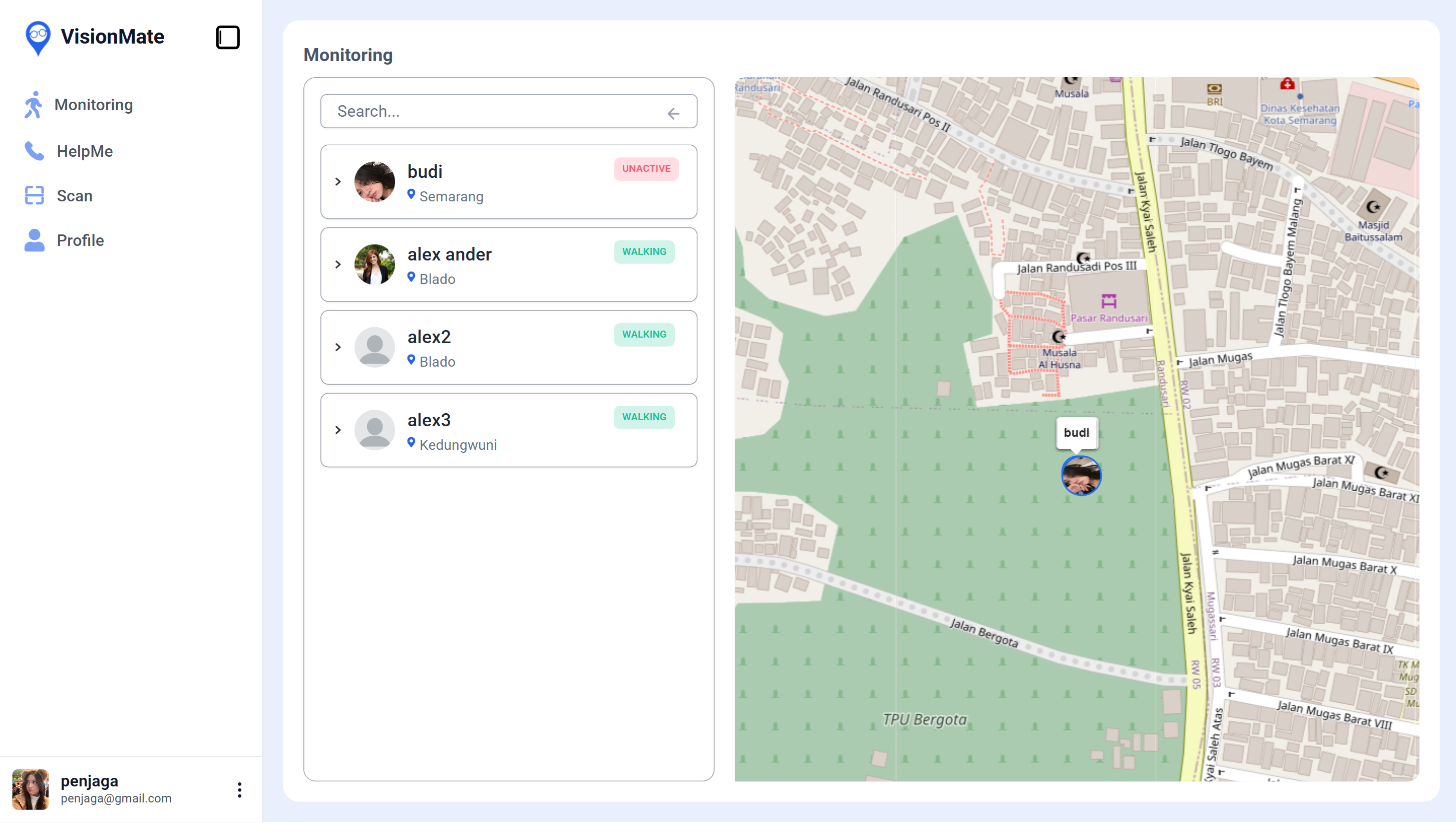 Dashboard untuk Penjaga